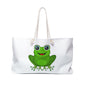 Frog-Themed Weekender Bag for Travel, Beach, Gym, Eco-Friendly Tote, Cute Green Frog Design