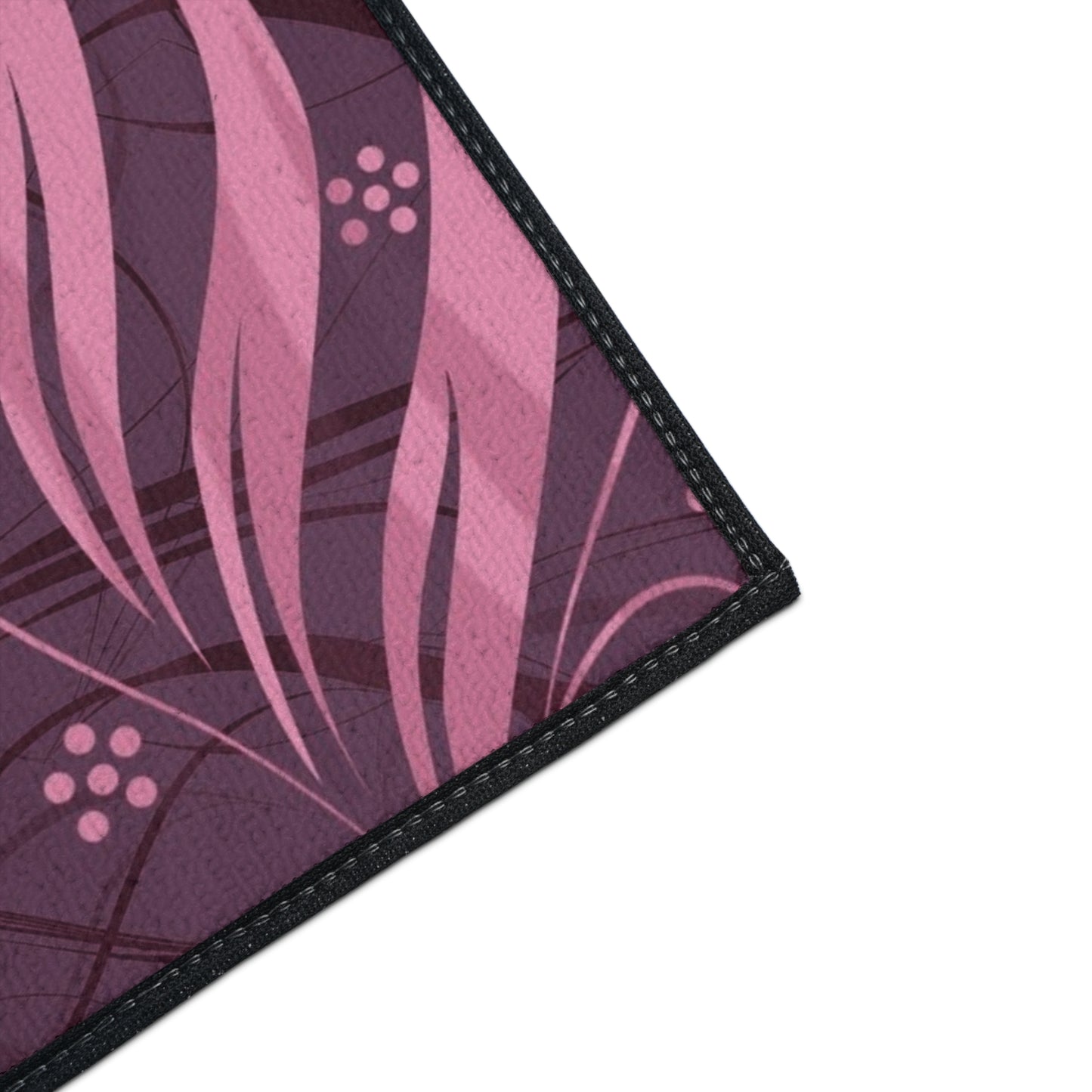 Floral Plum Heavy-Duty Floor Mat — Pink Swirl Entrance Rug