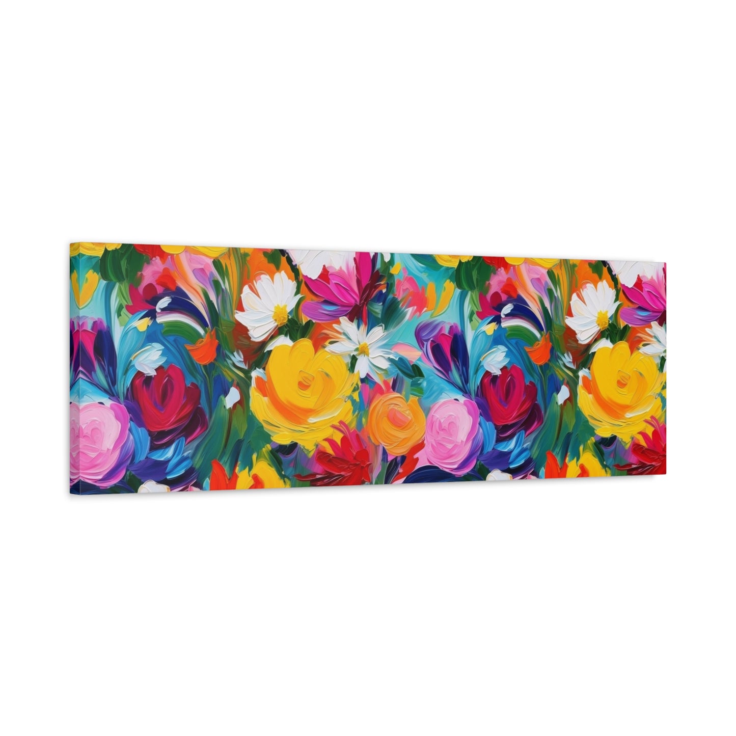 Vibrant Floral Matte Canvas Wall Art — Colorful Garden Print, Stretched 1.25"
