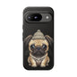 Pug Phone Case – Cute Pug Puppy Illustration on Black Tough Case