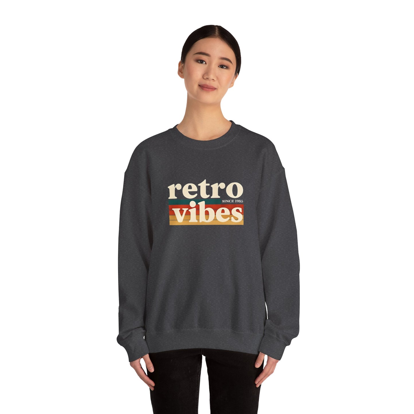 Retro Vibes Crewneck Sweatshirt, Unisex Vintage Style, Cozy Fall Fashion, Gift for Music Lovers, Chill Weekend Wear
