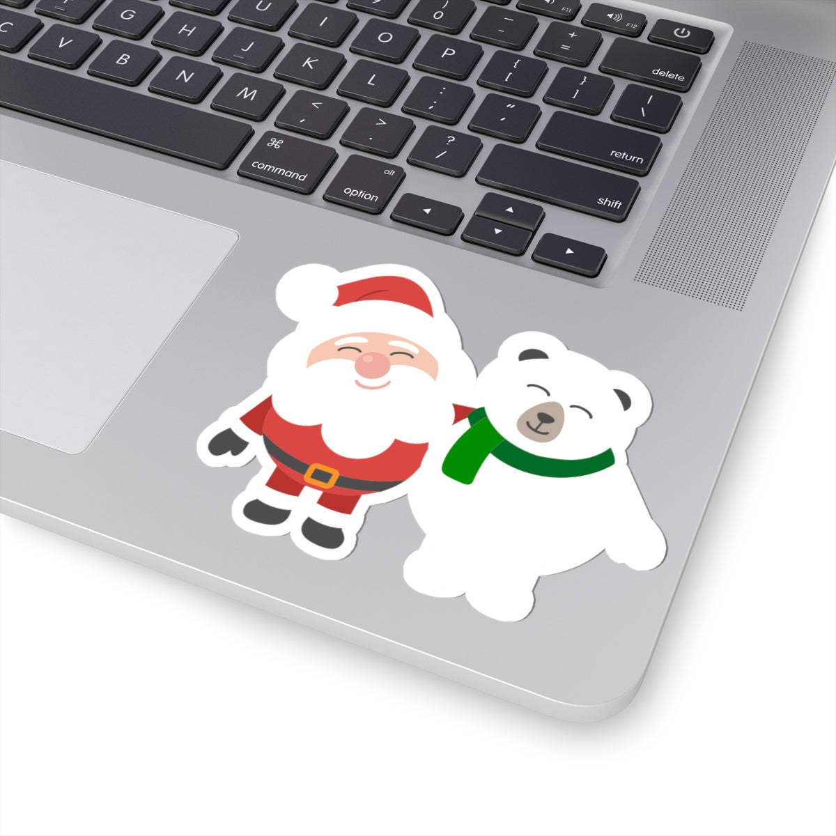 Christmas Santa and Polar Bear Kiss-Cut Sticker