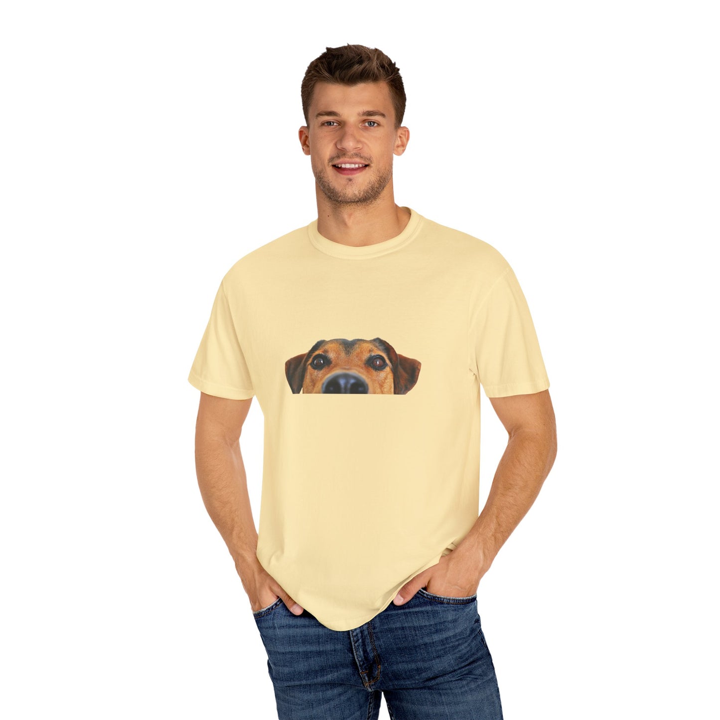 Cute Dog Face Unisex Garment-Dyed T-shirt, Pet Lover Tee, Animal Community Shirt, Birthday Gift, Casual Wear, Dog Lover's Merch