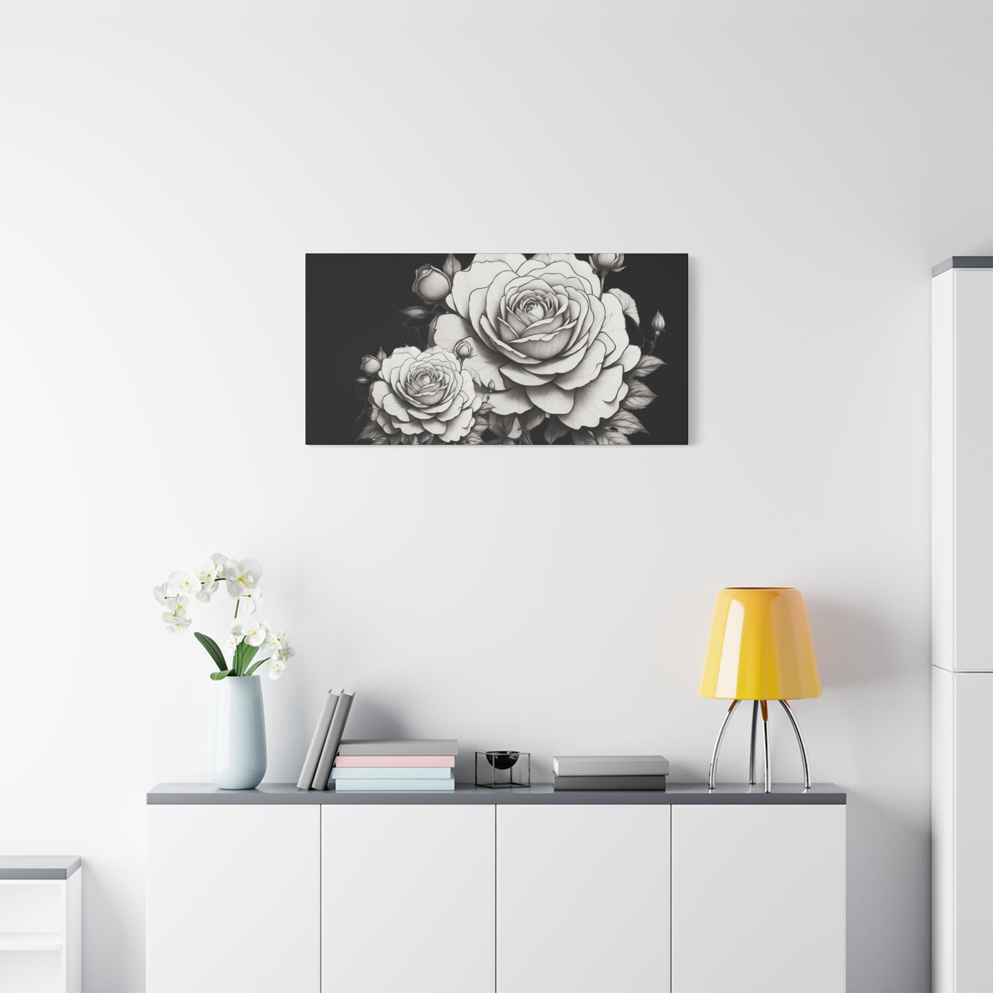 Monochrome Rose Canvas Print — Black & White Floral Wall Art