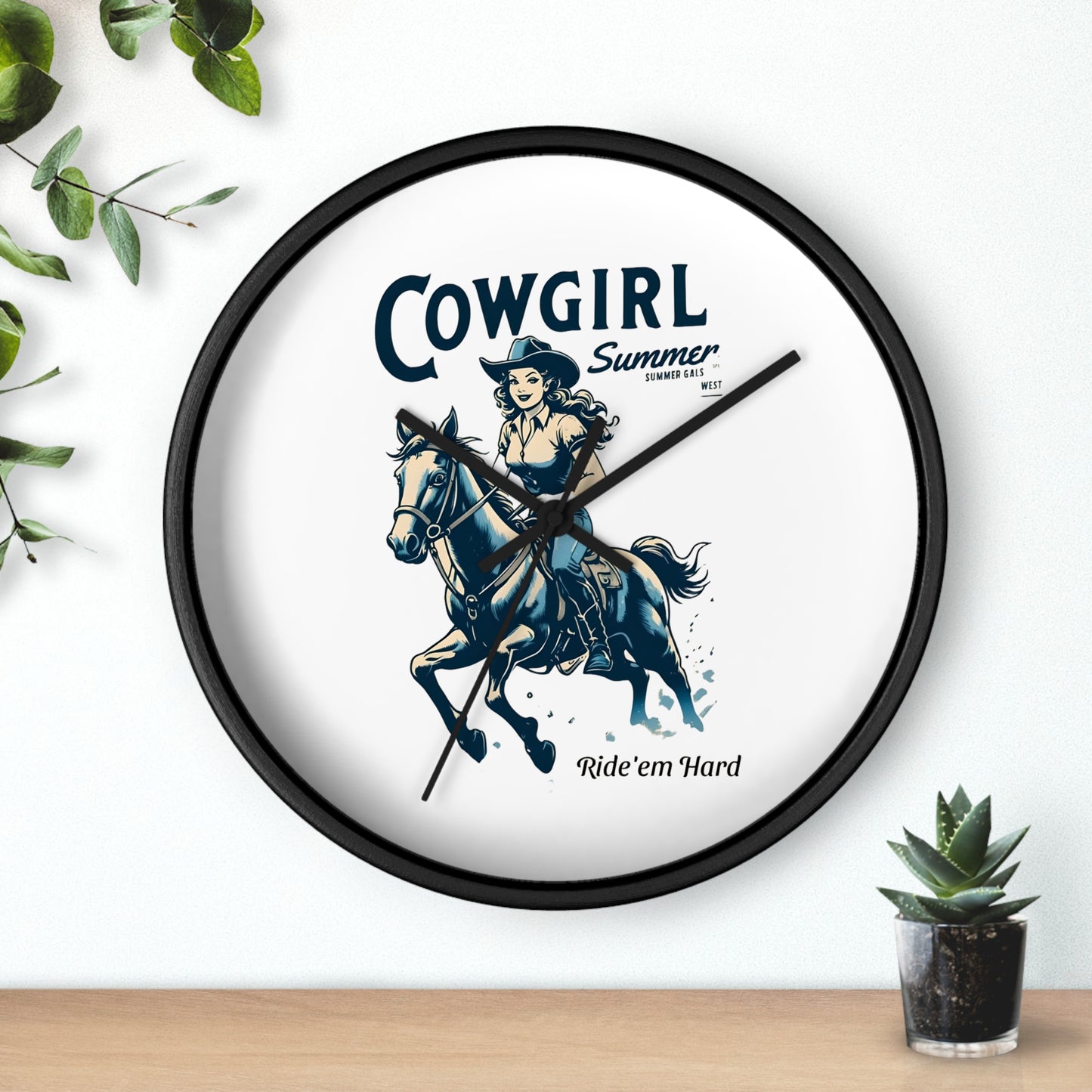 Cowgirl Summer Wall Clock Western Decor, Rustic Home, Rodeo Theme