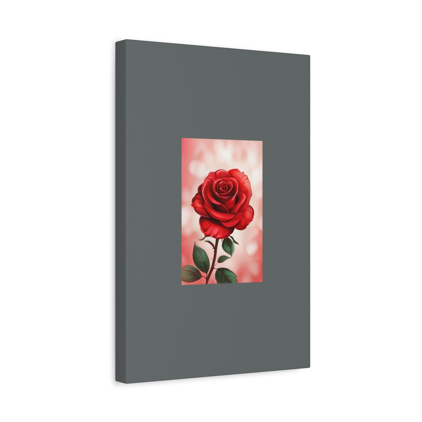 Red Rose Vertical Matte Canvas Print — Romantic Floral Wall Art