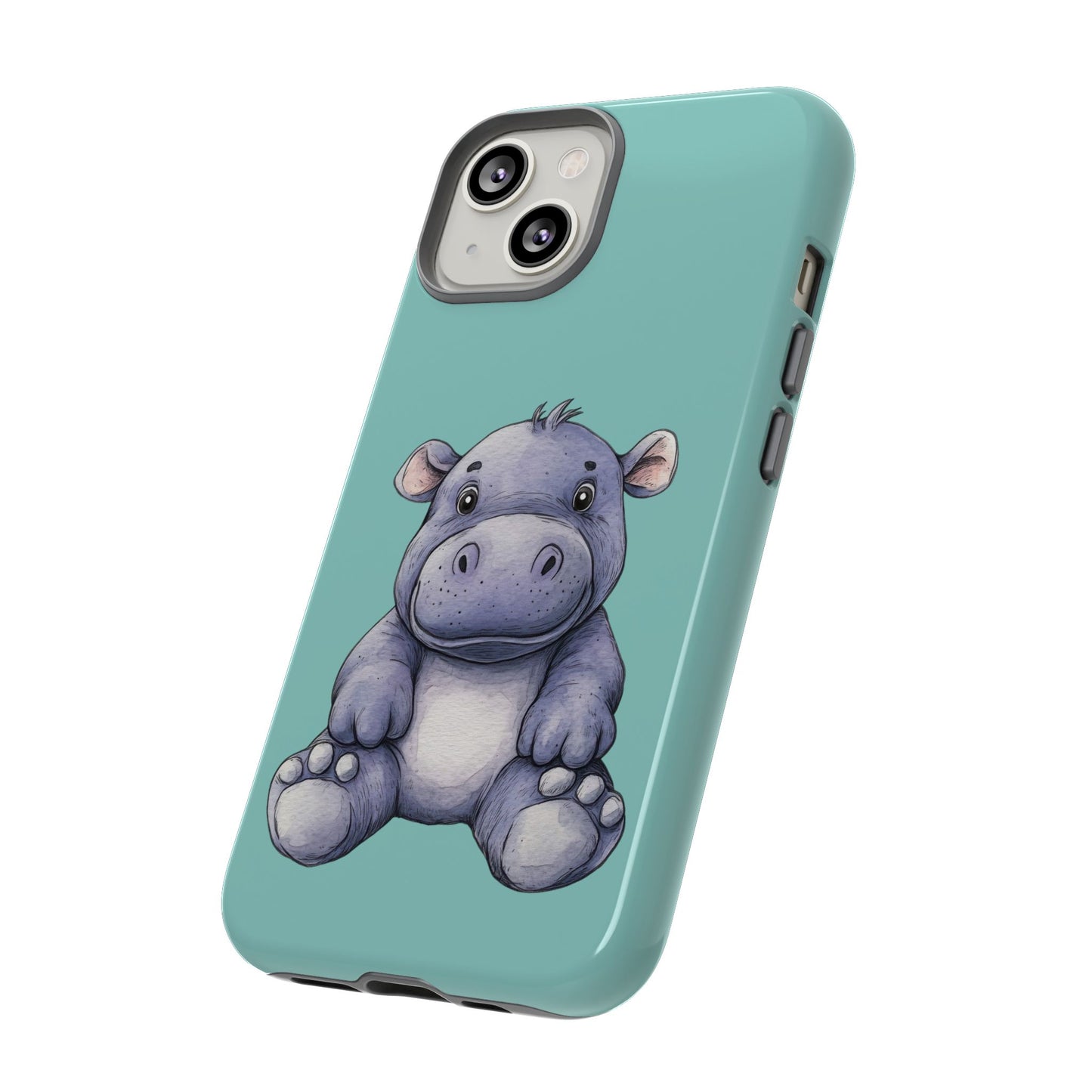 Cute Hippo Phone Case, Tough Phone Cover, Fun Animal Case, Gift for Kids, Cute Decor, Birthday Present
