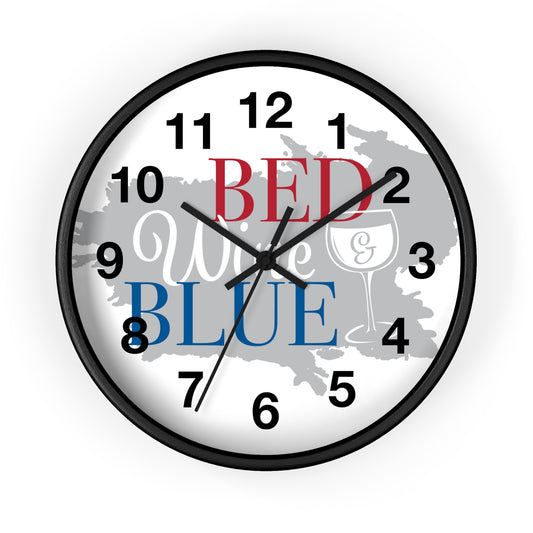 Patriotic Wall Clock - "Bed, White, and Blue" - Home Decor, Gift for Hosts, Independence Day, Americana Style, Wall Art, Kitchen Clock