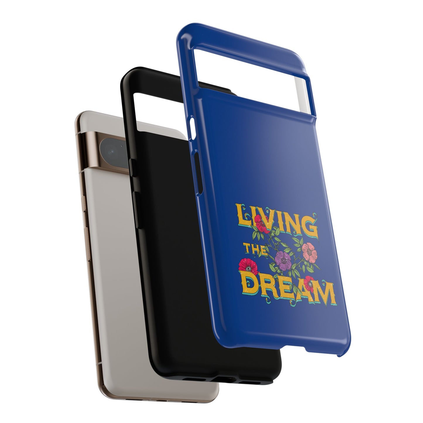 Living the Dream Phone Case, Floral Phone Cover, Tough Phone Case, Inspirational Gift, Boho Style Accessory, Dreamer Case