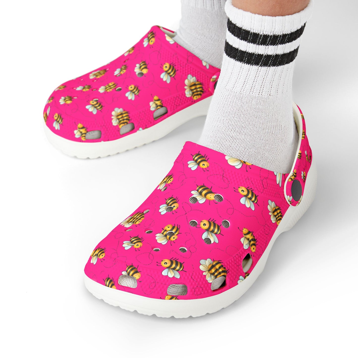 Kids' Floral Bee Clogs - Fun Summer Slip-On, Gardening Shoes, Outdoor Play Footwear, Gift for Kids, Toddler Clogs