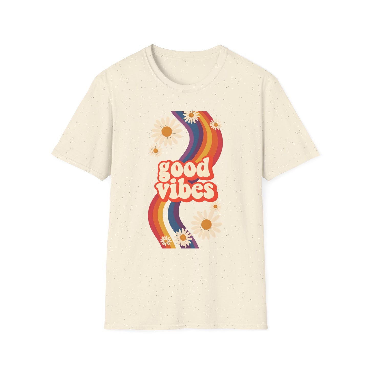 Good Vibes Unisex Softstyle T-Shirt, Retro Sunshine Tee, Positive Energy Shirt, Festival Apparel, Gift for Friends
