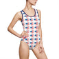 Patriotic One-Piece Swimsuit, American Flag Swimwear, Summer Beachwear, Fourth of July Swim Suit, USA Flag Bathing Suit