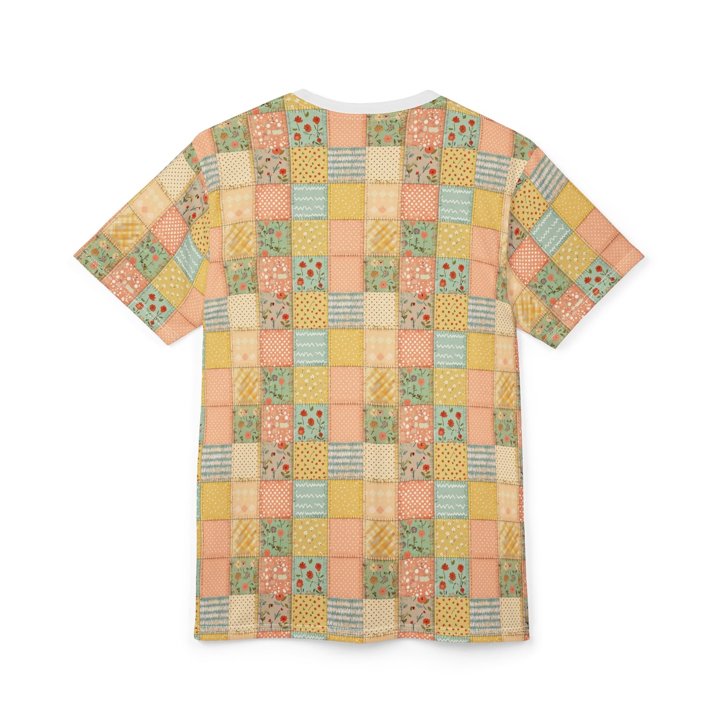 Patchwork Floral Tee — Pastel Vintage Quilt All-Over Print T-Shirt