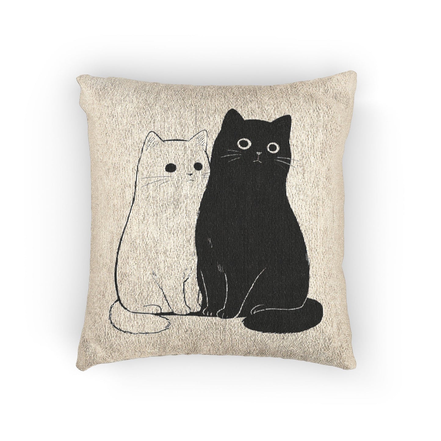 Whimsical Cat Woven Pillow, Cozy Home Decor, Cat Lover Gift, Animal Themed Cushion, Cute Cat Throw Pillow
