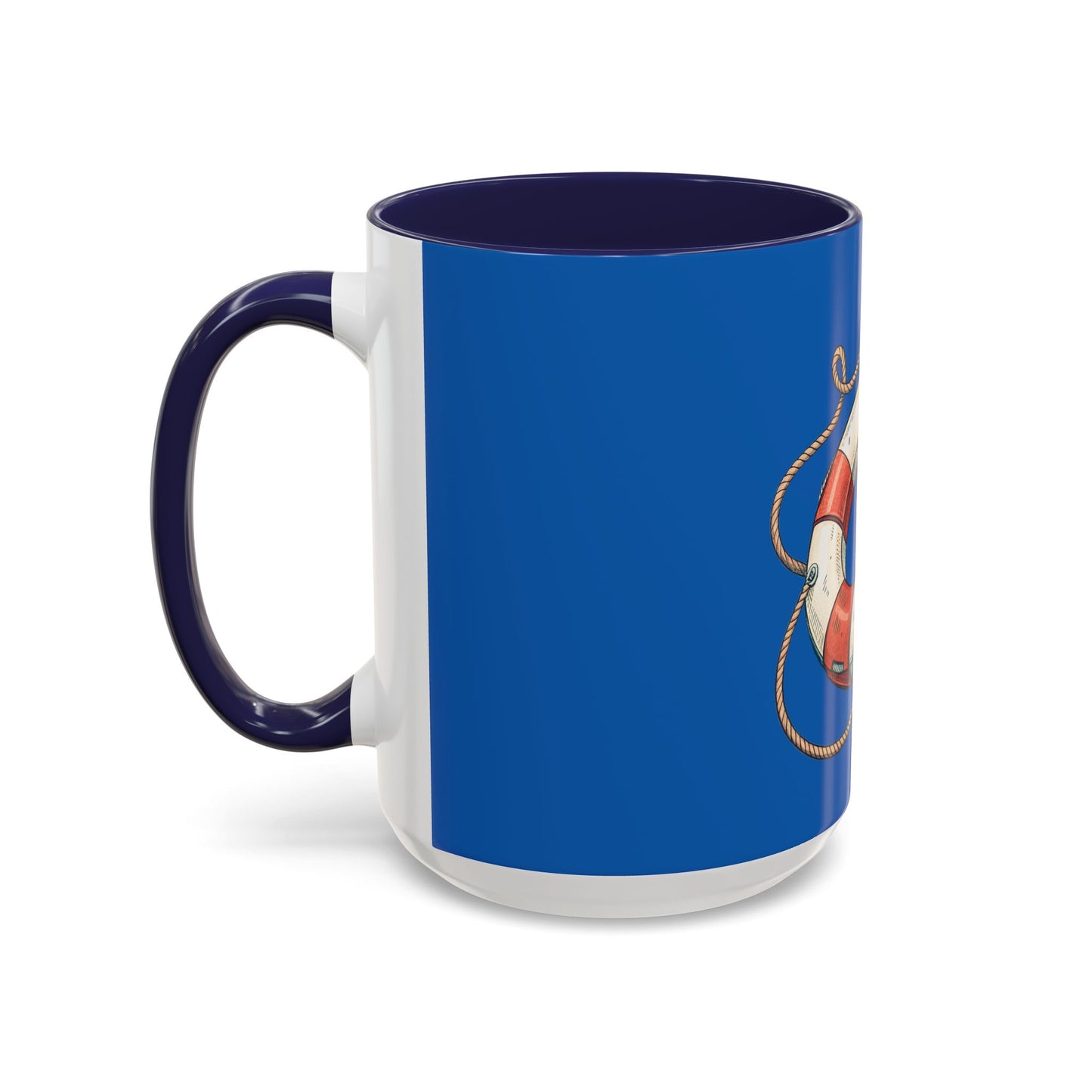 Lifesaver Accent Coffee Mug - Nautical Gift, Beach Decor, Sailor's Coffee Cup, Ocean Lover Mug, Summer Vibes