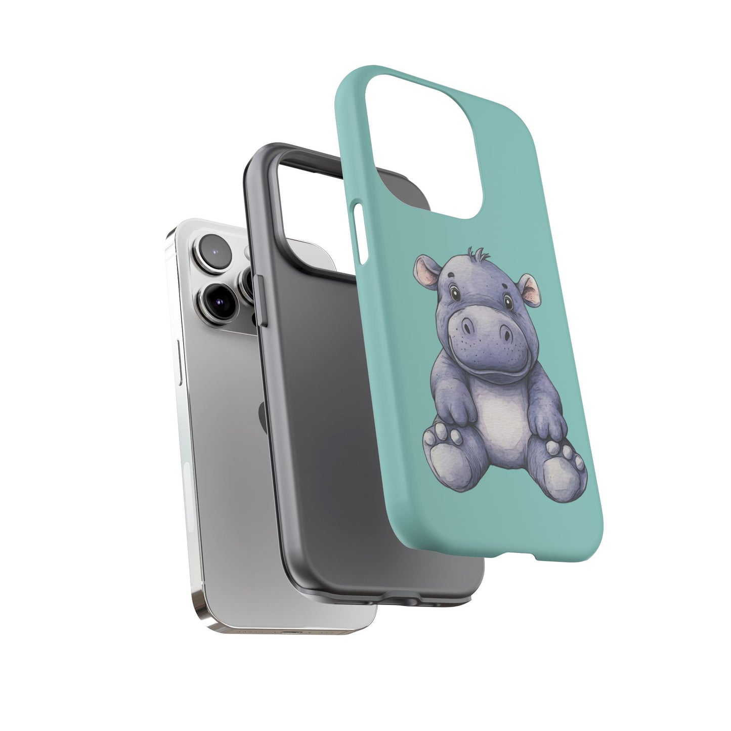 Cute Hippo Phone Case, Tough Phone Cover, Fun Animal Case, Gift for Kids, Cute Decor, Birthday Present
