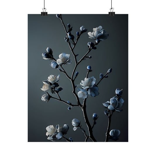 Elegant Floral Matte Vertical Posters, Vintage Wall Art, Modern Botanical Print