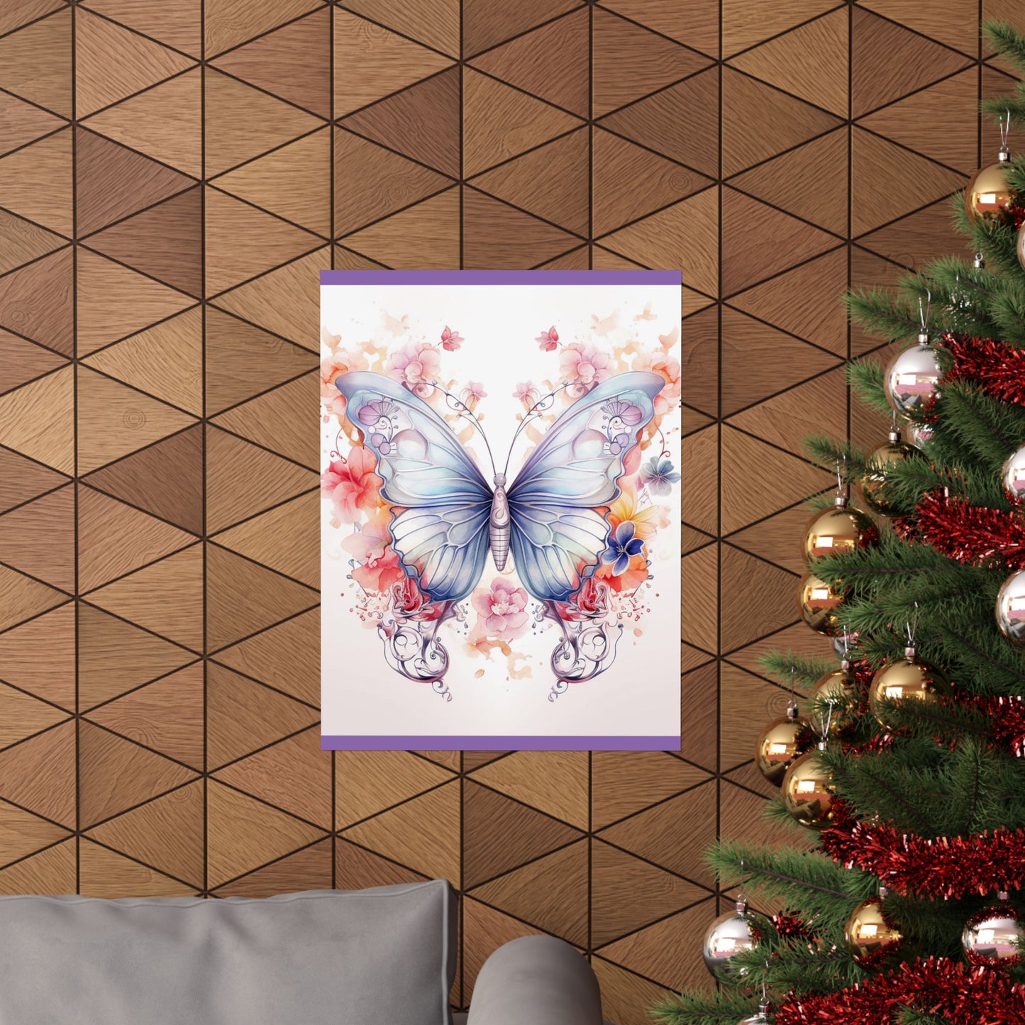 Butterfly Watercolor Wall Poster — Floral Pastel Matte Vertical Print