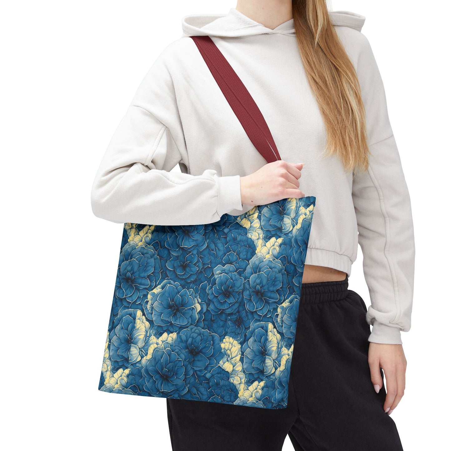 Floral Blue Peony Tote
