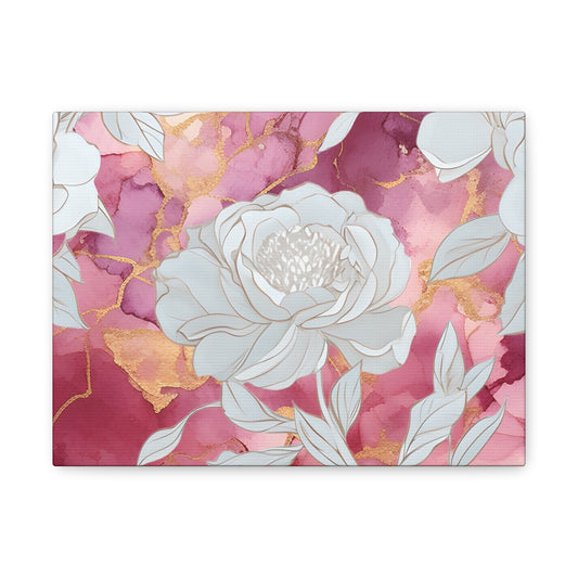 Elegant Floral Canvas Art Print, Watercolor Wall Decor, Peony Artwork, Home Decoration