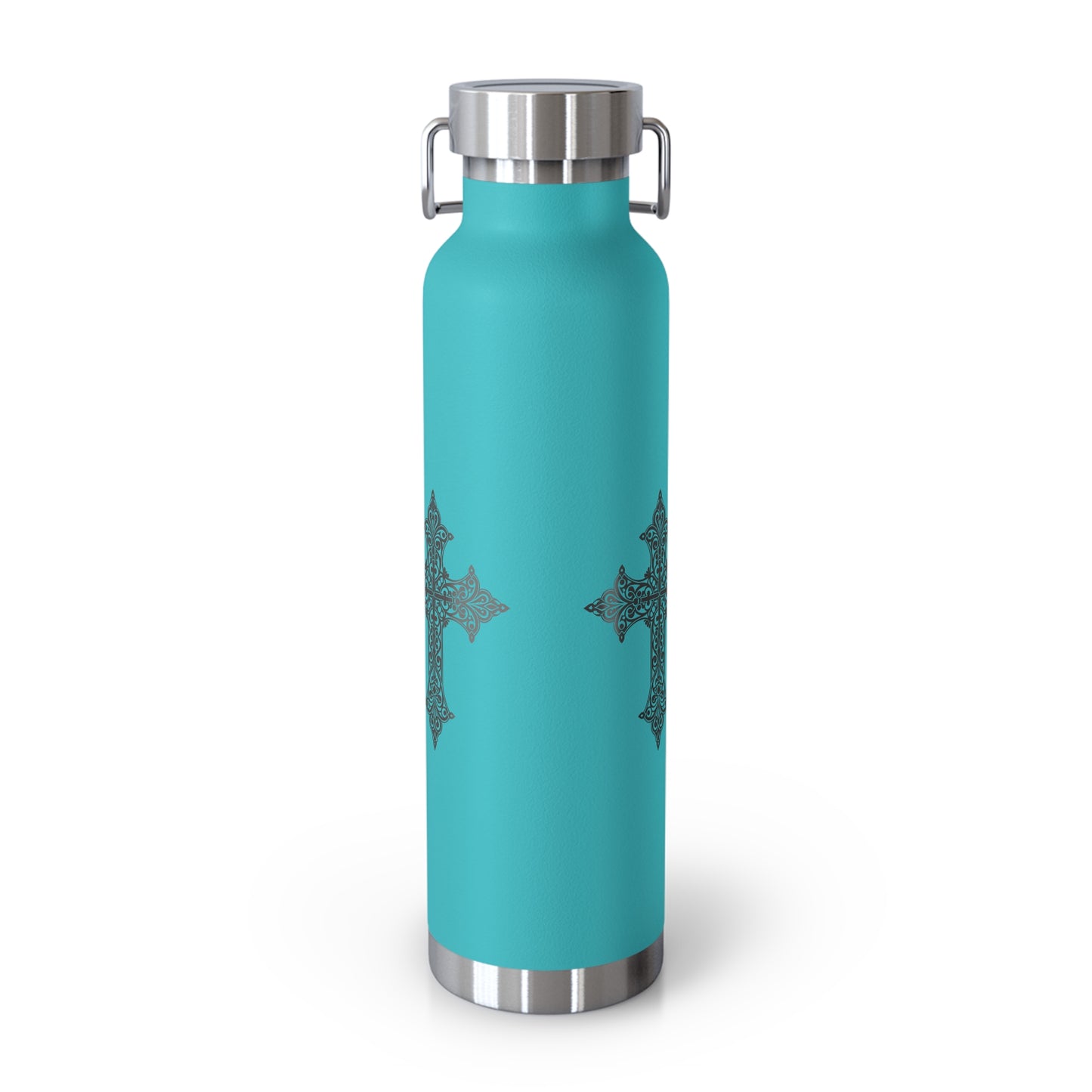 Stylish Copper Insulated Water Bottle - 22oz, Cross Design, Travel Flask, Gift for Him/Her, Unique Outdoor Hydration