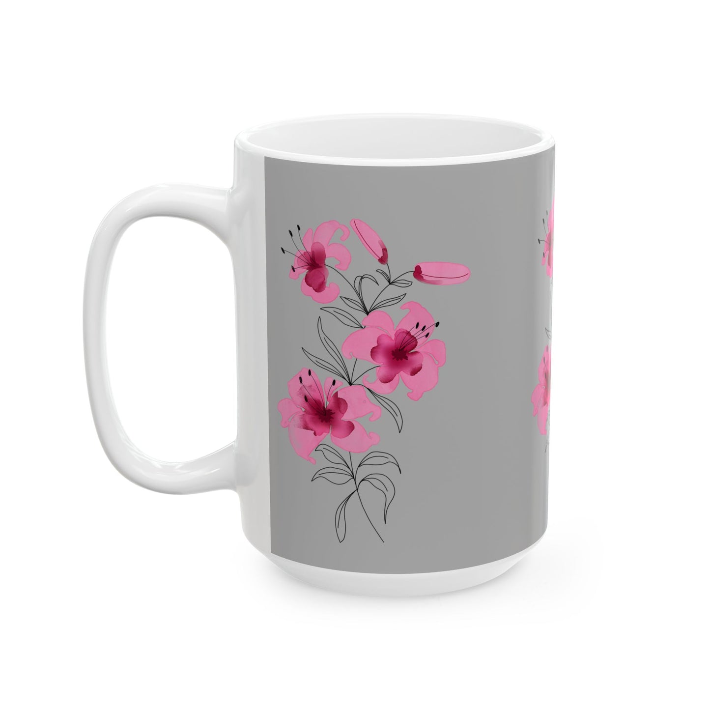 Floral Ceramic Mug - 11oz & 15oz, Cute Gift for Her, Coffee Tea Cup, Floral Decor, Home Office Accessory, Birthday, Mother's Day