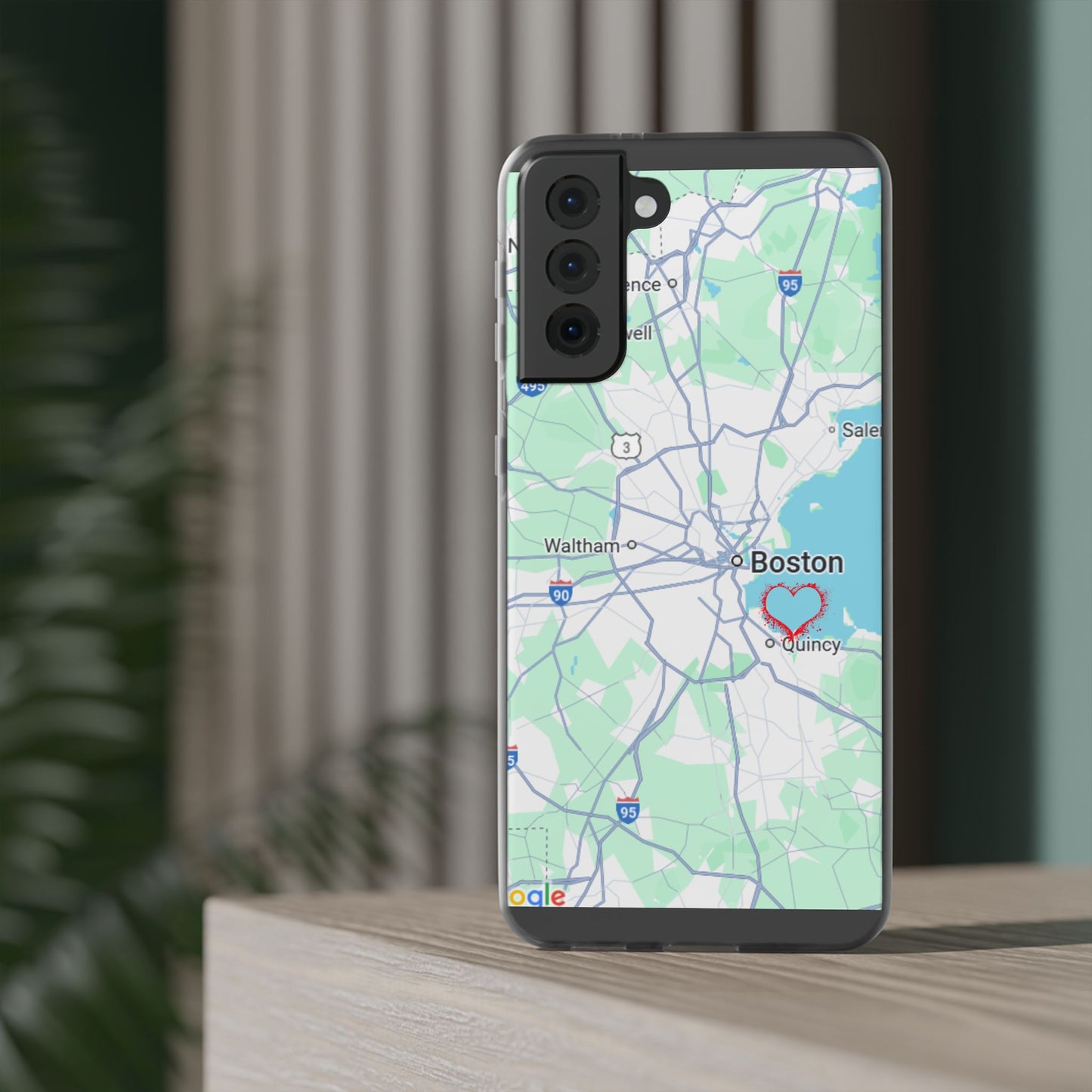 Boston Map Flexi Case for iPhone, Custom Location Phone Case, Unique Gift, Boston Heart Design, Travel Lover Accessory