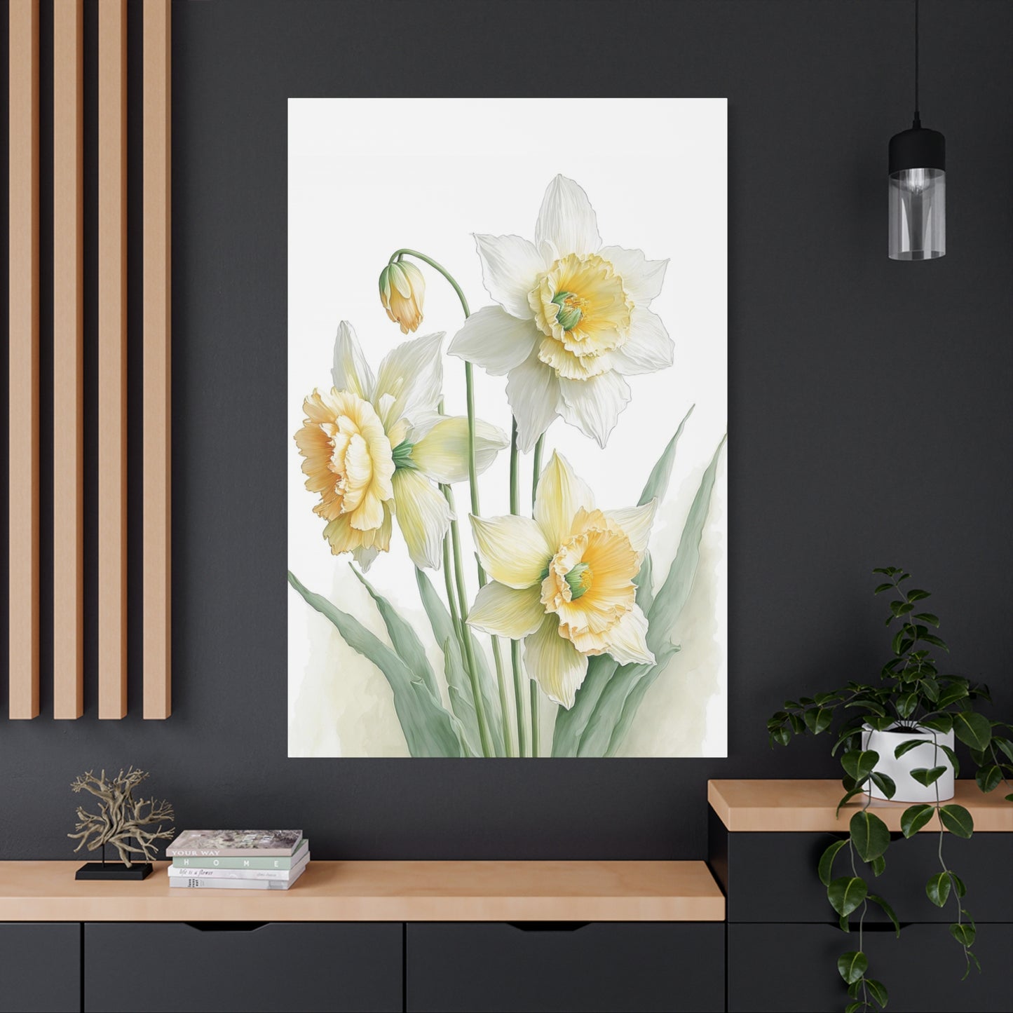 Matte Canvas, Stretched, 1.25" beautiful flowers white and yellow.