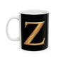 Monogram 'Z' Red Gold Heart Ceramic Mug – Personalized Initial Coffee Cup (11oz, 15oz)