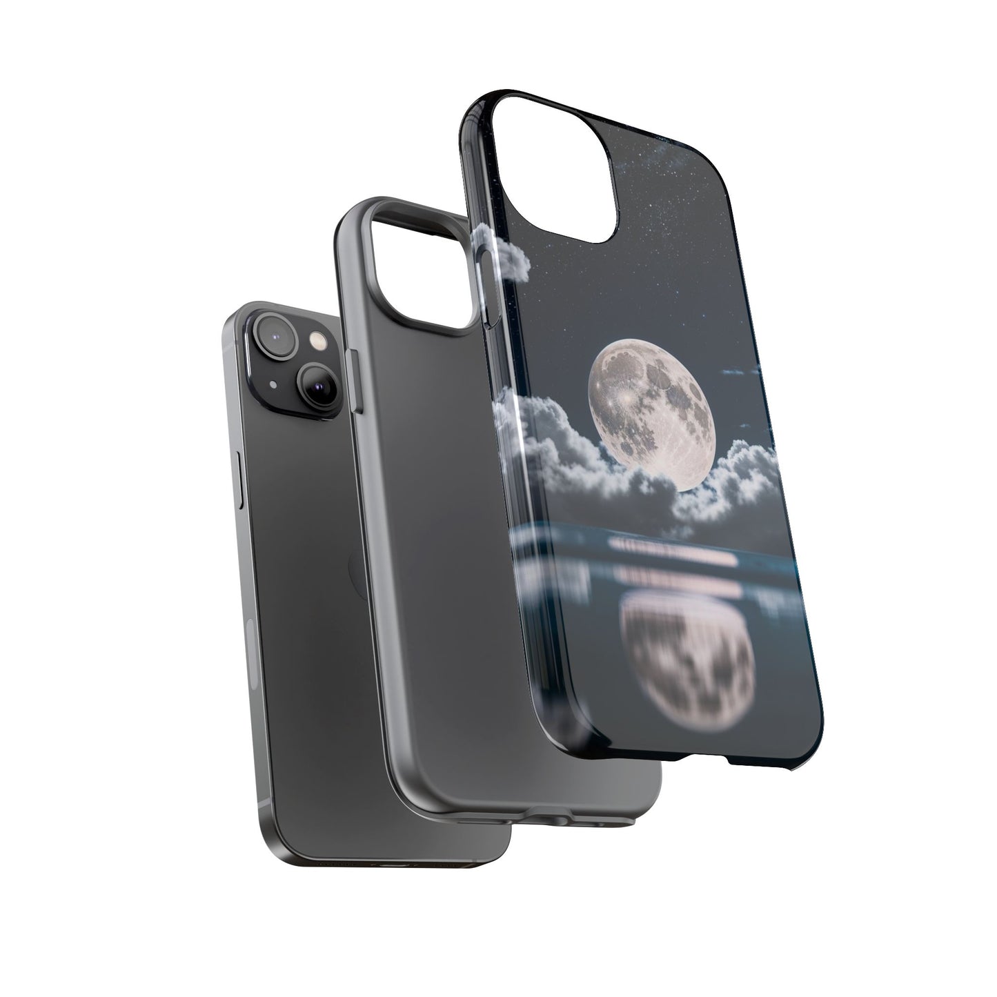 Moonlit Reflection Phone Case — Night Sky Moon & Clouds Tough Case