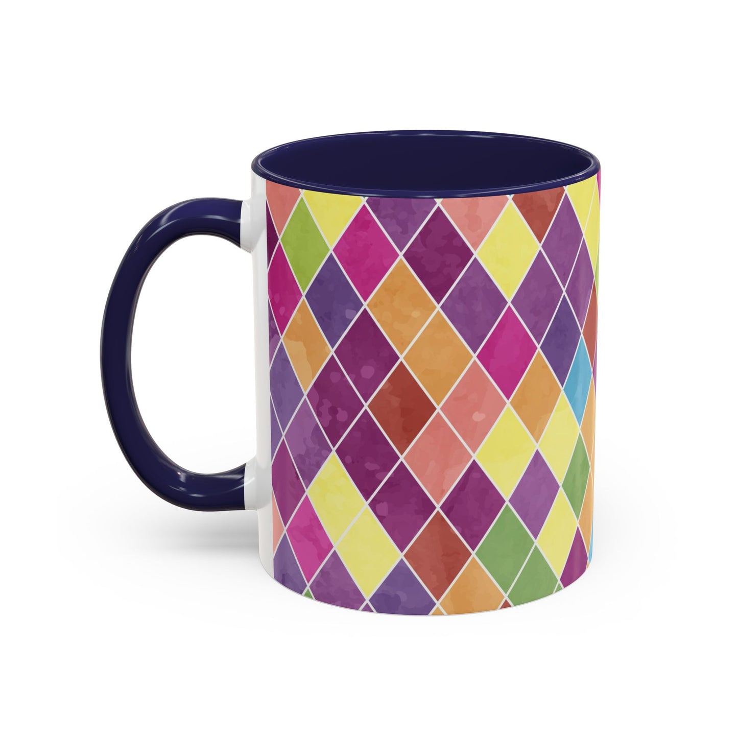 Colorful Diamond Pattern Coffee Mug, Coffee Lover Gift, Bright Kitchen Decor, Artistic Mug, Vibrant Drinkware