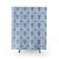 Nautical Lobster & Sailboat Shower Curtain — Pastel Blue Coastal Bathroom Decor