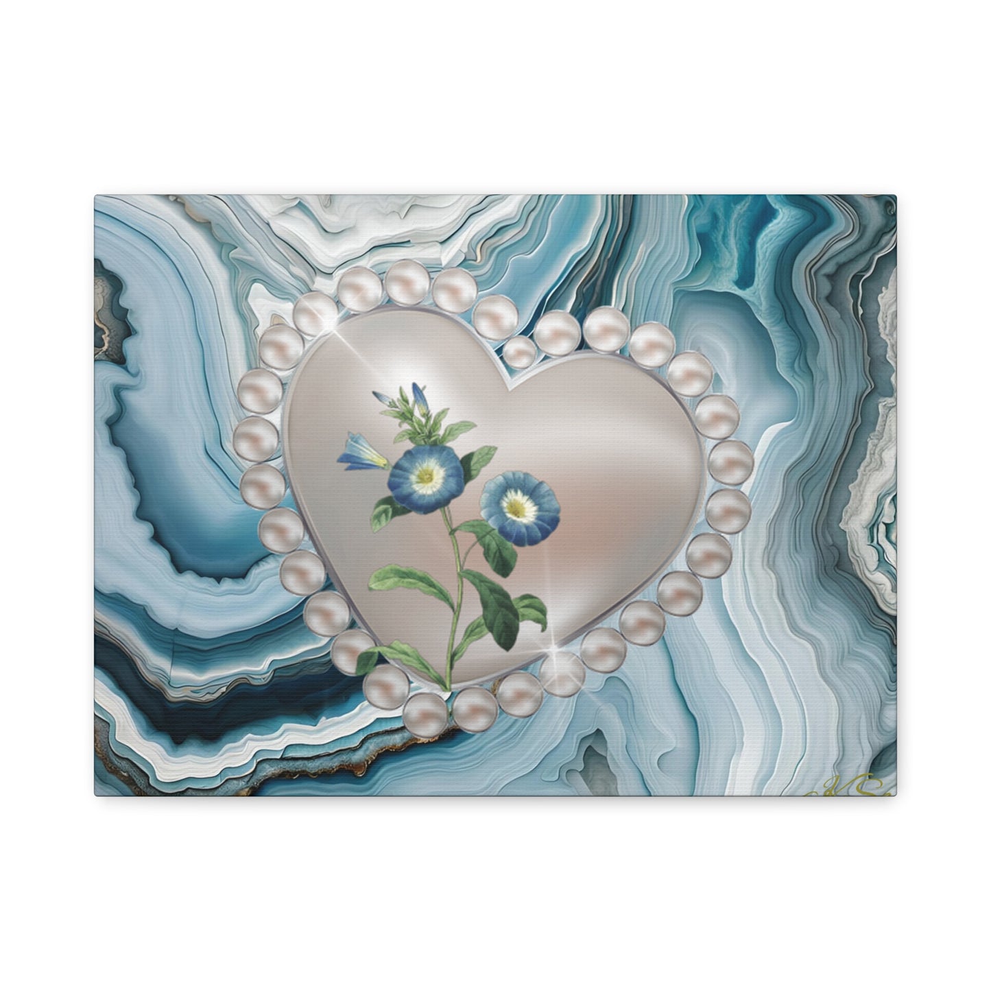 Elegant Floral Heart Canvas Wall Art, Modern Home Decor, Gift for Her