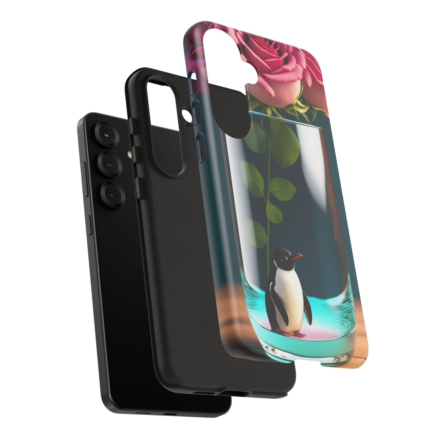 Penguin in a Glass Floral Tough Phone Case — Cute Protective Phone Cover