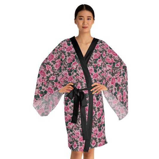 Floral Long Sleeve Kimono Robe, Cozy Loungewear, Gift for Her, Relaxing Homewear, Boho Chic, Mother's Day Robe
