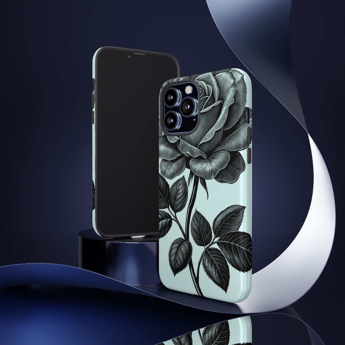Elegant Floral Phone Case, Tough Cases for iPhones, Black Rose Design, Gift for Her, Stylish Phone Cover, Birthday Gifts