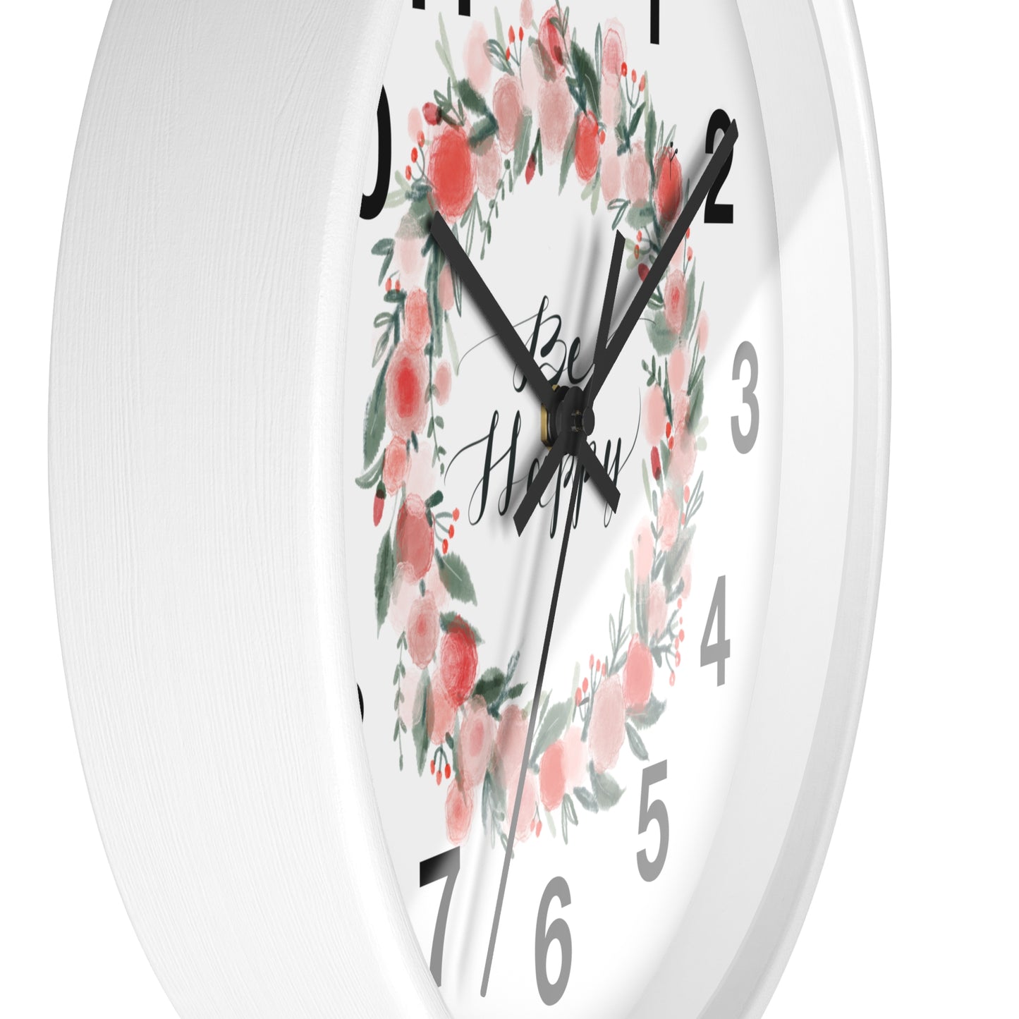 Floral Motivational Wall Clock | Home Decor | Gift for Her | Positive Quote Decor | Pink Wreath Design | Living Room Decor