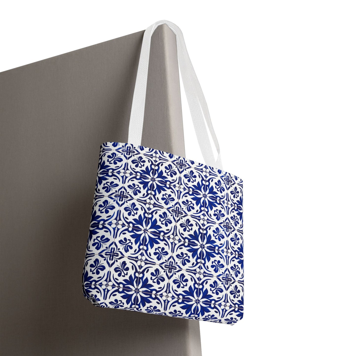 Blue Moroccan Tile Tote Bag - All-Over Print Patterned Market Tote