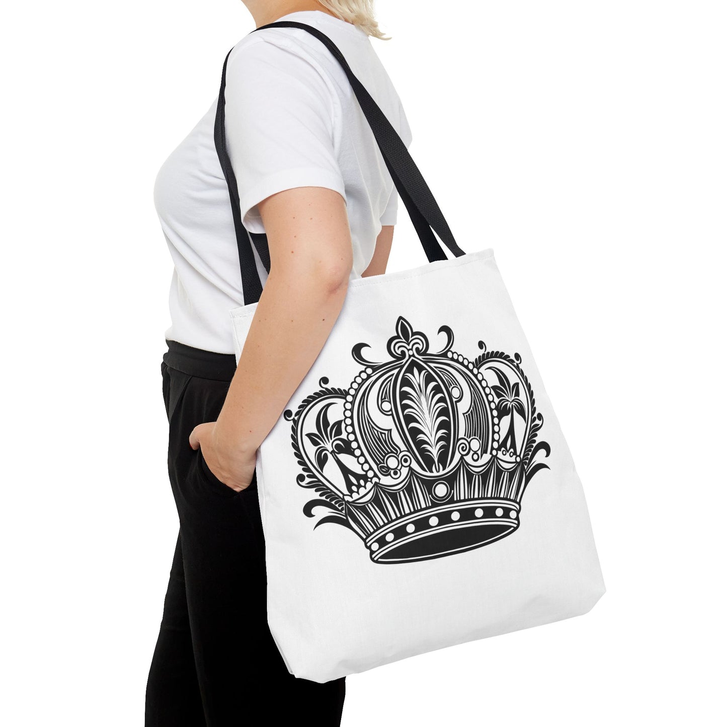 Crown Design Tote Bag, Royal Style Shopping Tote, Chic Grocery Bag, Gift for Her, Fashionable Accessories