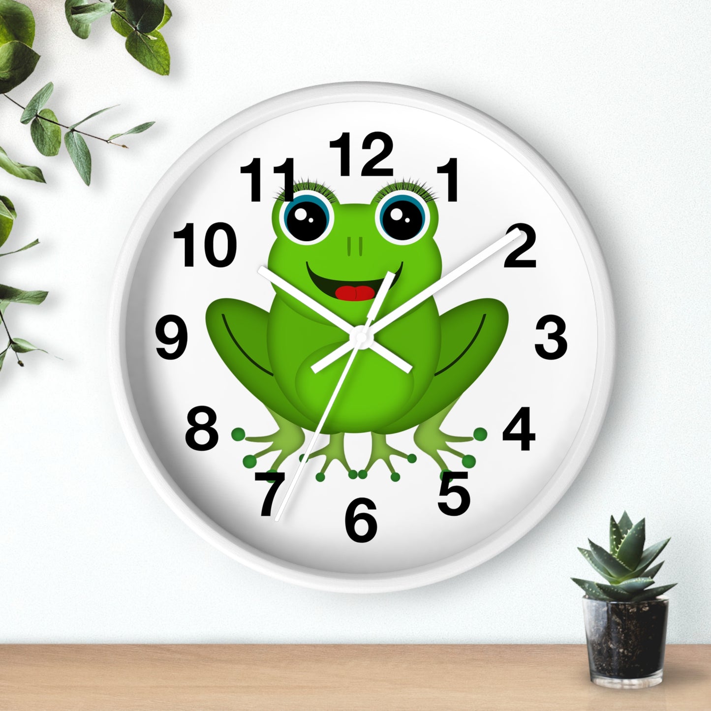 Frog Wall Clock - Whimsical Green Frog Design, Cute Home Decor, Kids Room, Animal Lover Gift, Fun Timepiece