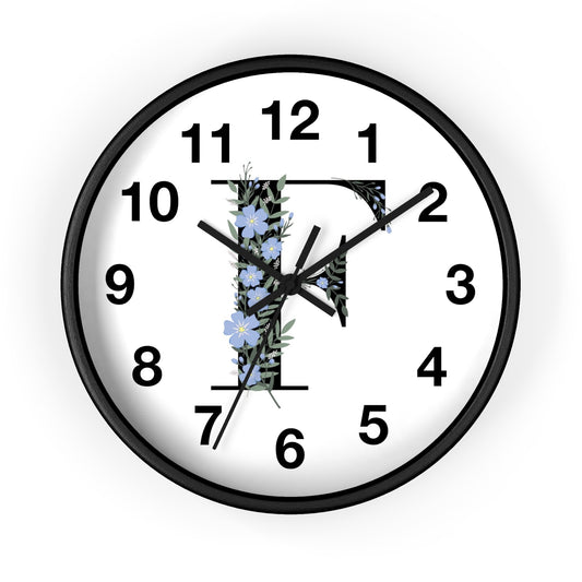 Personalized Floral Initial Wall Clock - Beautiful Home Decor, Gift for Her, Wedding, Housewarming, Mother's Day, Custom Timepiece