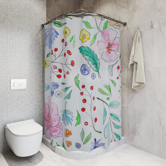 Floral Shower Curtain: Botanical Bathroom Decor, Spring Home Accent, Gift for Flower Lovers, Vibrant Floral Design, Nature-Inspired Decor