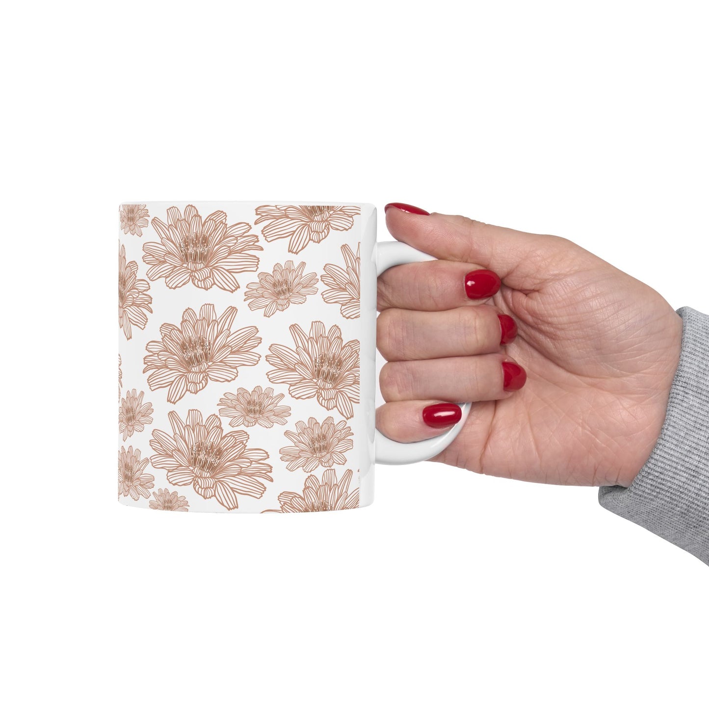 Floral Ceramic Mug - Pink Lotus Coffee Cup, Gift for Flower Lovers, Home Decor, Mother's Day, Tea Drinkers, Cozy Mornings