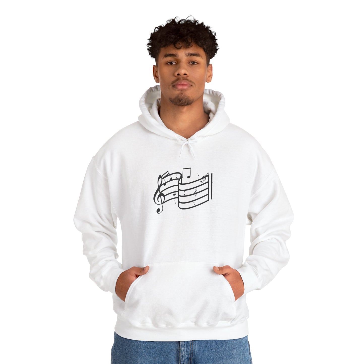 Music Notes Hoodie — Minimal Sheet Music Design