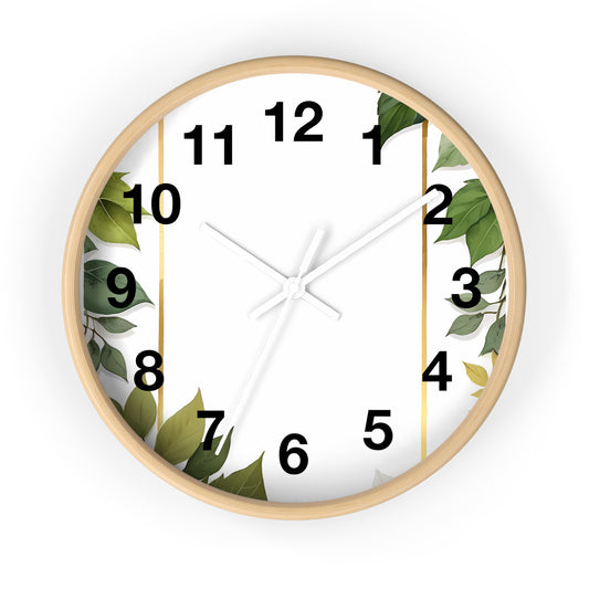 Elegant Leafy Wall Clock | Home Décor, Gift for Her, Modern Rustic Design, Nature Lover Wall Art, Stylish Timepiece