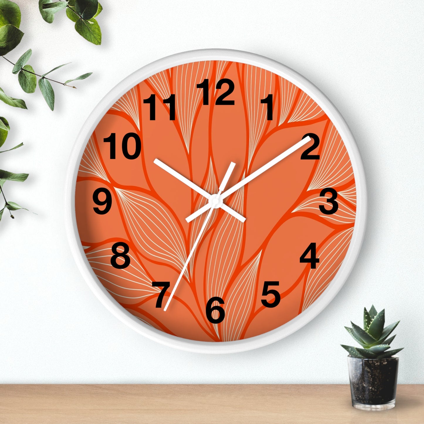 Modern Floral Wall Clock, Home Decor, Unique Timepiece, Boho Style, Office Decoration, Gift Idea