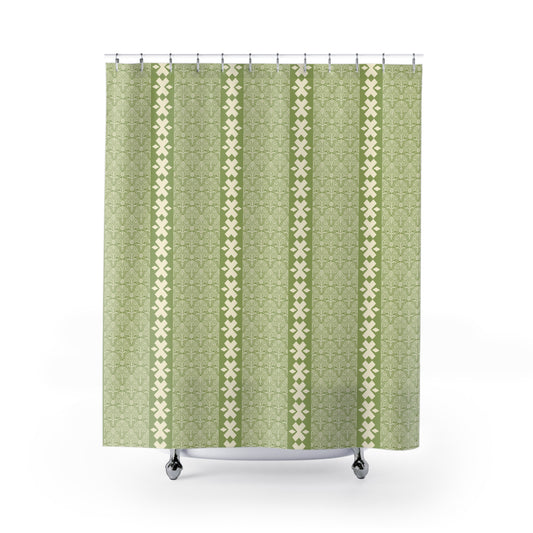 Elegant Green Geometric Shower Curtain, Bathroom Decor, Minimalist Home Accessory, Eco-Friendly Shower Curtain, Gift for Homeowners