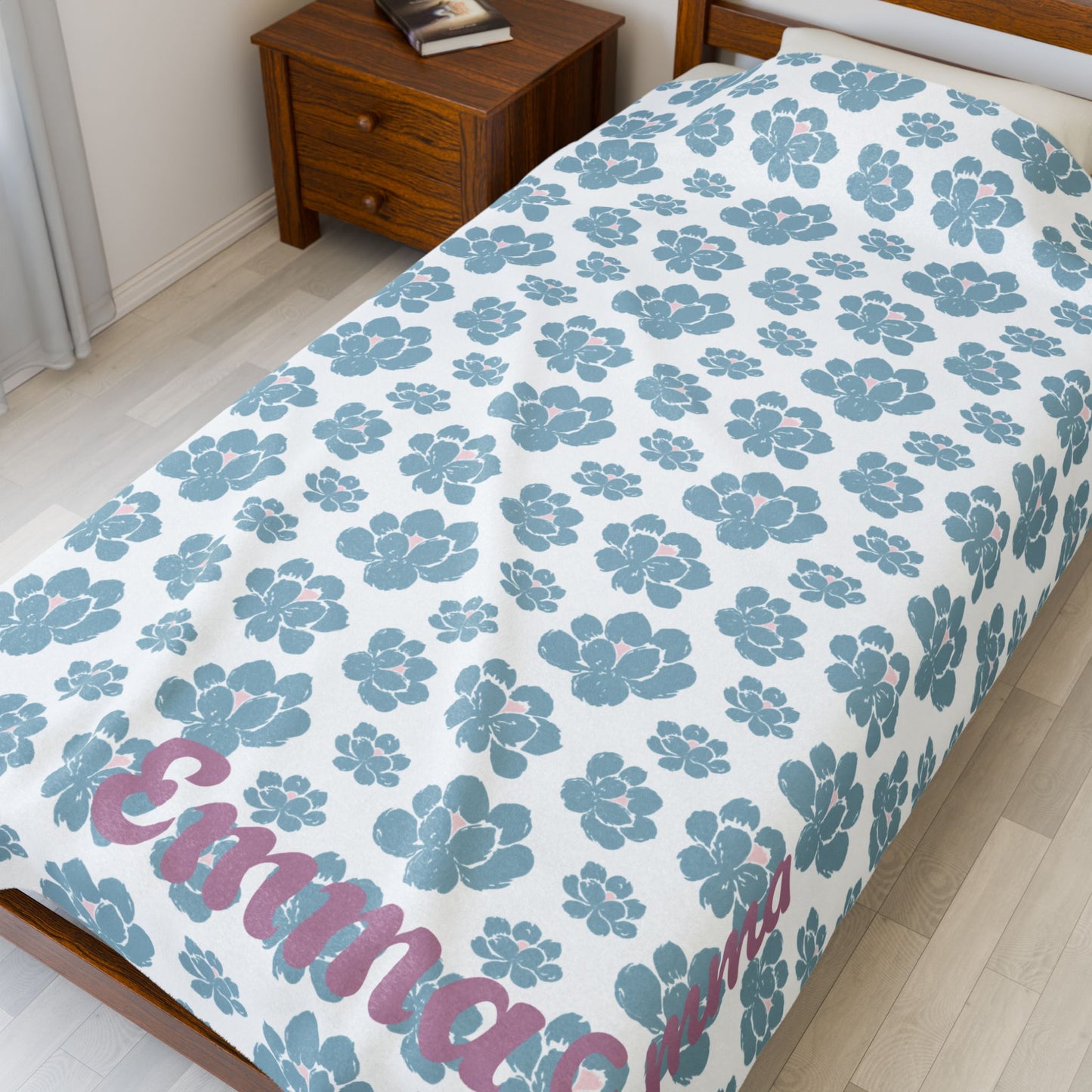 Cozy Velveteen Plush Blanket - Name - Emma