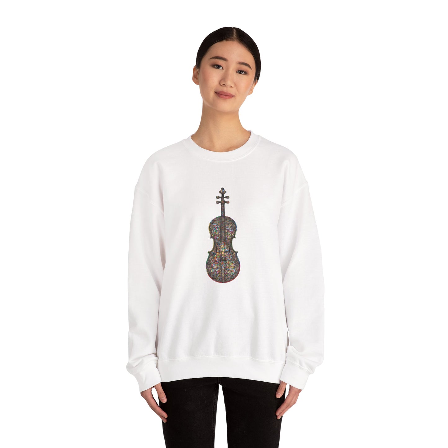Stylish Violin Art Sweatshirt, Music Lover Gift, Cozy Crewneck, Perfect for Concerts, Music Festivals, Unisex Apparel, Gift for Musicians