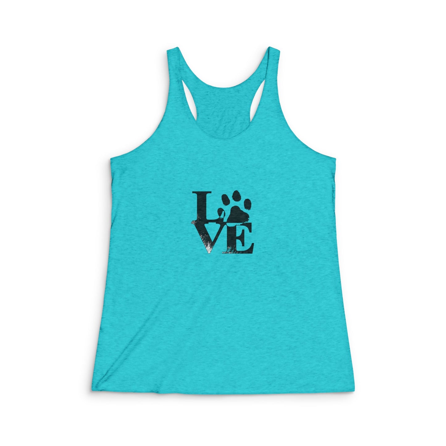 Women's Love Paw Print Racerback Tank - Pet Lover's Gym Top, Gift for Dog Moms, Workout Shirt, Animal Lover Apparel, Birthday Gift
